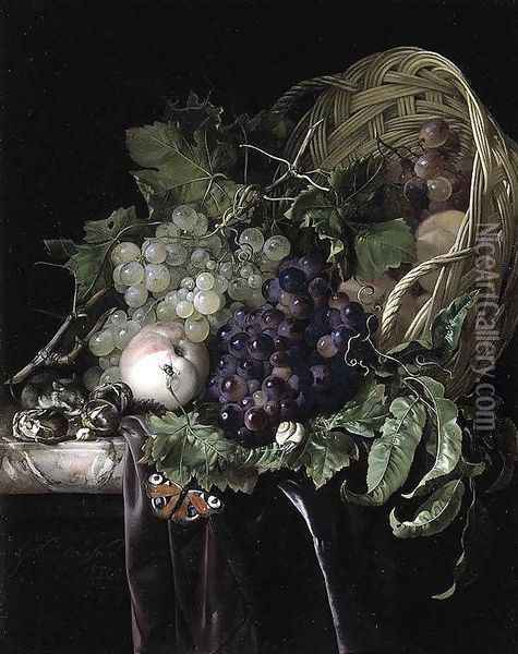 Fruit Still-Life 1677 Oil Painting - Willem Van Aelst