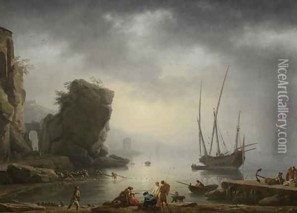 Mediterranean Coastal Scene, 1746 Oil Painting - Carle Vernet