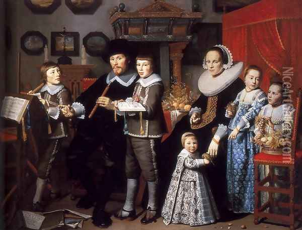 Portrait of Michiel van der Dussen and His Family Oil Painting - Hendrick Van Vliet