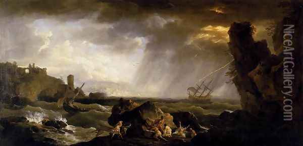 Seascape- Tempest 1735-40 Oil Painting - Claude-joseph Vernet
