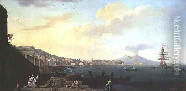 View of Naples with Vesuvius in the Background Oil Painting - Claude-joseph Vernet