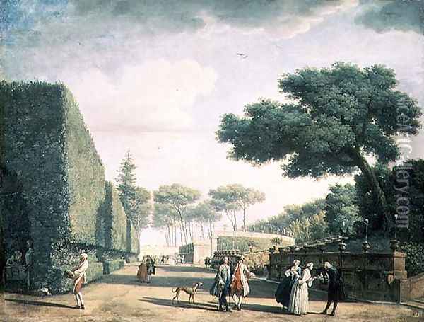 View in the Park of Villa Pamphili, 1749 Oil Painting - Claude-joseph Vernet