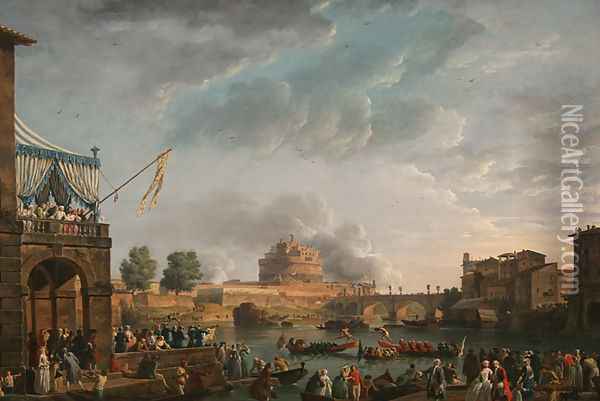 A Sporting Contest on the Tiber at Rome Oil Painting - Claude-joseph Vernet