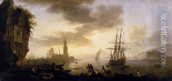 Seascape- Calm 1735-40 Oil Painting - Claude-joseph Vernet