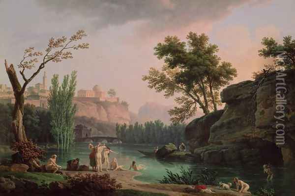 Summer Evening, Landscape in Italy Oil Painting - Claude-joseph Vernet