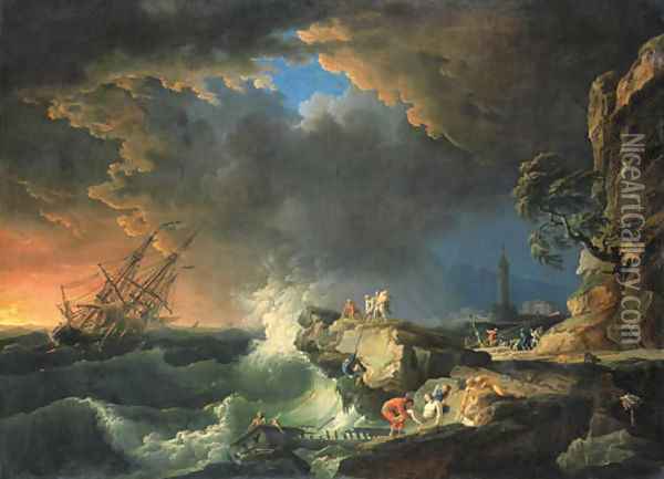 Le Vaisseau submerge Oil Painting - Claude-joseph Vernet