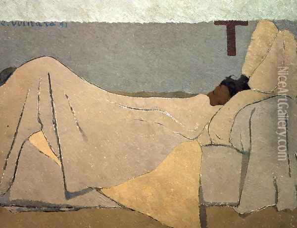 In Bed, Au lit. 1891 Oil Painting - Jean-Edouard Vuillard