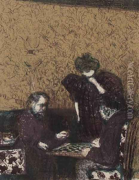 Game of Draughts Oil Painting - Jean-Edouard Vuillard