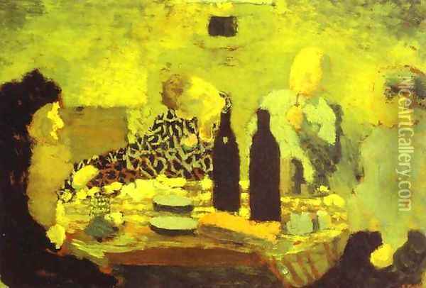 The Family After the Meal or The Green Diner (La Famille apres le repas ou Le Diner vert) 1891 Oil Painting - Jean-Edouard Vuillard