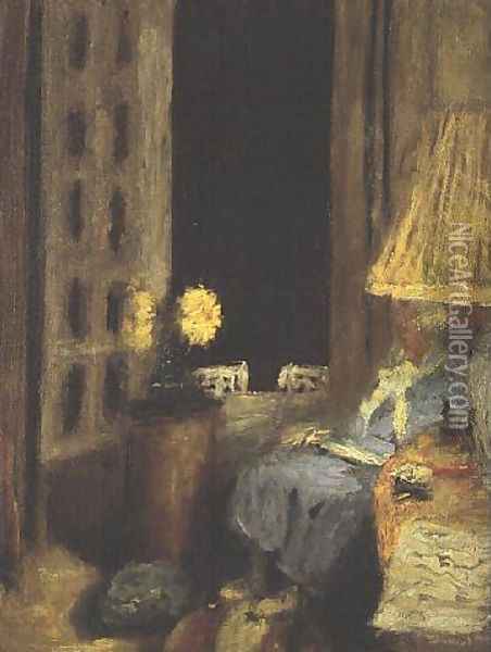 Femme lisant, le soir Oil Painting - Jean-Edouard Vuillard