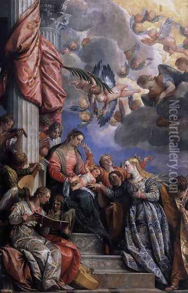 Mystical Marriage of St Catherine c. 1575 Oil Painting - Paolo Veronese (Caliari)
