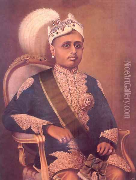 Maharaja Moolam Thirunal Rama Varma Oil Painting - Raja Ravi Varma