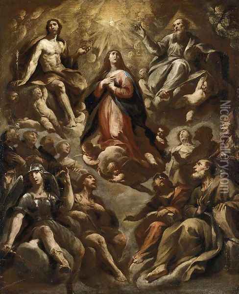 Assumption of the Virgin, Oil on canvas, 78 x 63 cm Oil Painting - Andrea Vaccaro