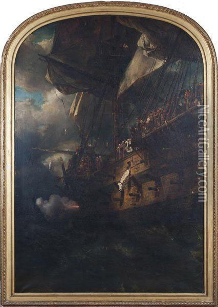 Funerailles D'un Officier De Marine Sous Louis Xvi Oil Painting - Eugene Isabey
