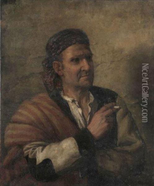 Portrait D'homme Fumant Oil Painting - Marie Joseph Leon Clavel Iwill