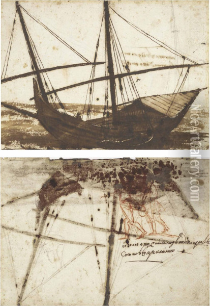 Une Grande Barge Et Une Barque Oil Painting - Claude Lorrain (Gellee)