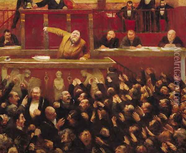 Jean Jaures (1859-1914) Speaking at the Tribune of the Chamber of Deputies, 1903 Oil Painting - Jean Veber