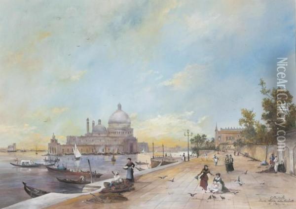 Santa Maria Della Salute Di Venezia Oil Painting - Carlo Bossoli