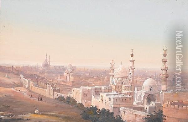 View Of Cairo Looking West Oil Painting - Carlo Bossoli