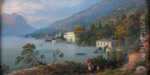 Loveno. Villa Mylius Oil Painting - Carlo Bossoli