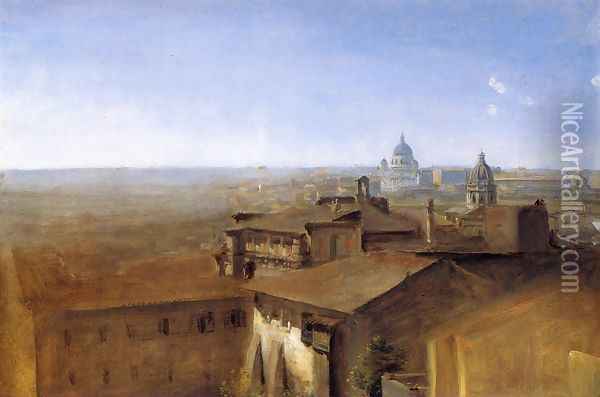 Three Views of Rome from the Villa Malta: View of St. Peter's Oil Painting - Georg Maximilian Johann Von Dillis