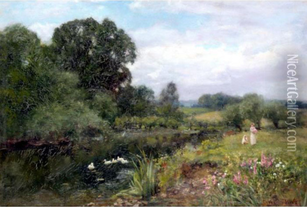 The River Bank Oil Painting - Henry John Yeend King