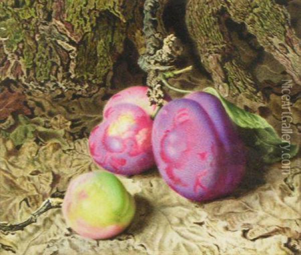 Plums And Grapes Oil Painting - Mark W. Langlois