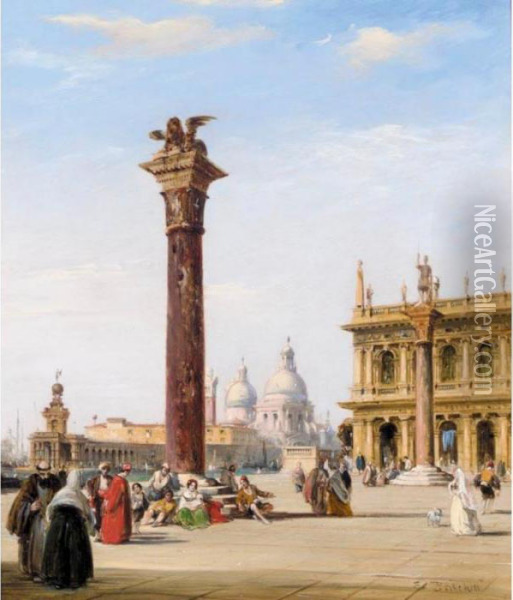 The Piazetta, St. Mark's, Venice Oil Painting - Edward Pritchett