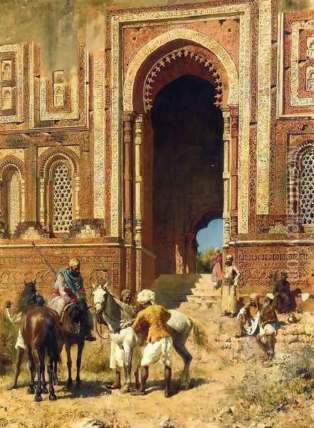 Indian Horsemen at the Gateway of Alah-ou-din, Old Delhi Oil Painting - Edwin Lord Weeks