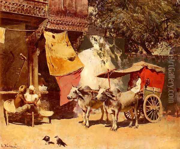 An Indian Gharry Oil Painting - Edwin Lord Weeks