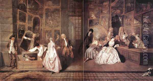 L'Enseigne de Gersaint (The Shopsign) Oil Painting - Jean-Antoine Watteau
