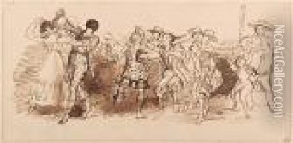 Studies For A Carnival Oil Painting - Sir David Wilkie