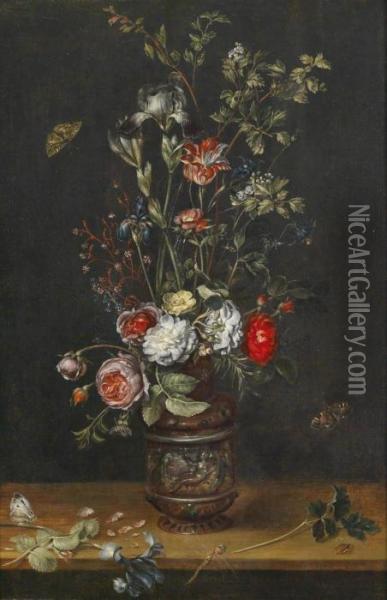 A Bouquet Of Flowers With Roses Oil Painting - Alexander Adriaenssen