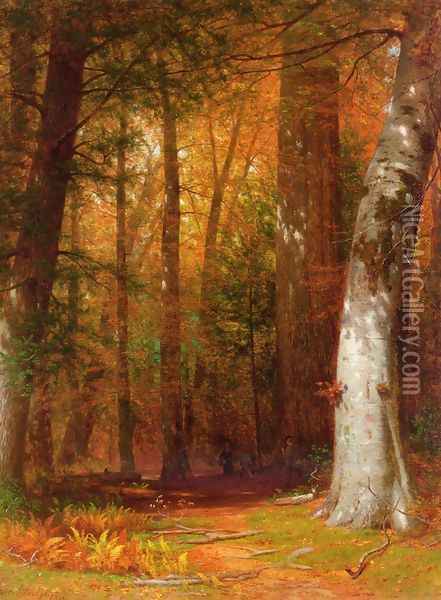 The Pine Cone Gatherers Oil Painting - Thomas Worthington Whittredge