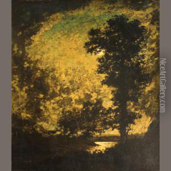 Moonlit Landscape Oil Painting - Ralph Albert Blakelock