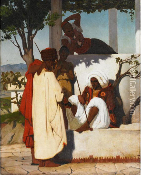 Arab Warriors Of Algers In The Sun Oil Painting - Gustave Clarence Rodolphe Boulanger