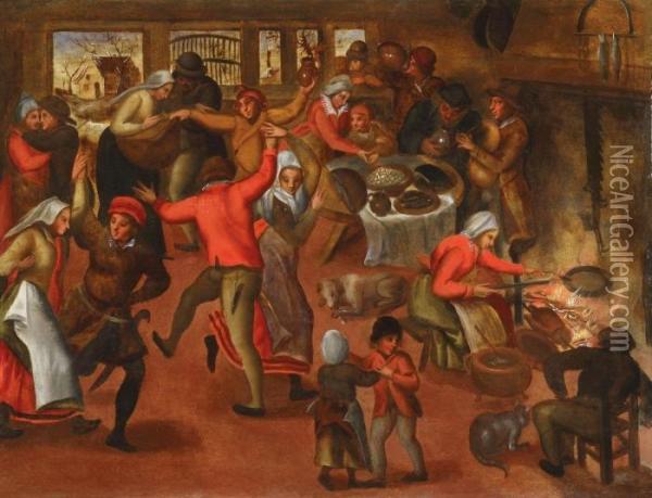 Bauernfest In Einer Stube Oil Painting - Pieter The Younger Brueghel