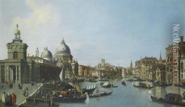 Venice, The Entrance To The Grand Canal Looking West Oil Painting - (Giovanni Antonio Canal) Canaletto