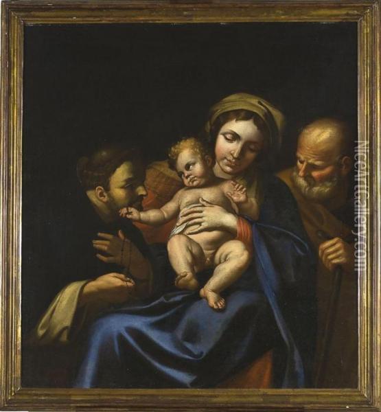 La Vergine Con Il Bambino Che Dona Il Rosario A San Domenico Oil Painting - Lodovico Carracci