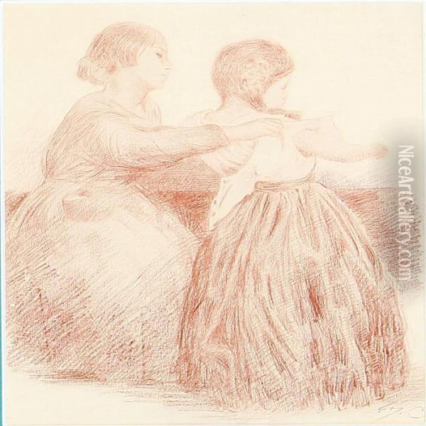 A Mother Helps Her Daughter With Her Clothes Oil Painting - Mary Cassatt