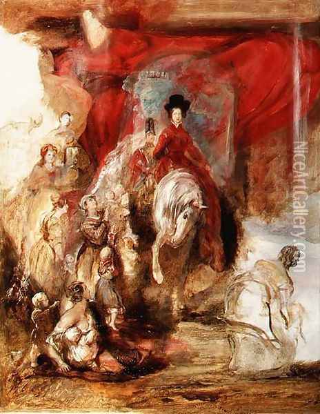 Queen Victoria on Horseback Oil Painting - Sir David Wilkie