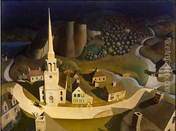 The Midnight Ride of Paul Revere Oil Painting - Grant Wood