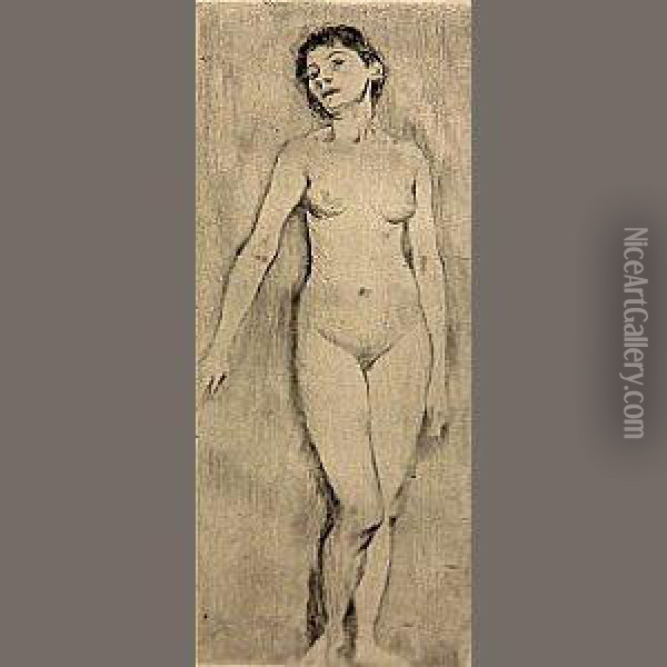 Stehendes Madchen (standing Nude) Oil Painting - Lovis (Franz Heinrich Louis) Corinth