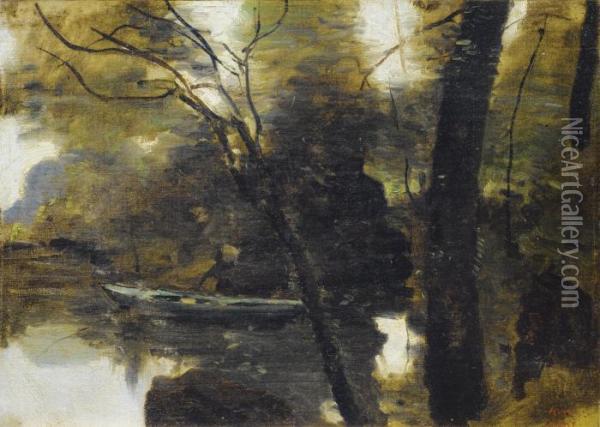 Noisy-le -grand, Barque Au Bord De L'eau Oil Painting - Jean-Baptiste-Camille Corot