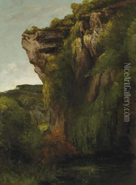 Bords De La Loue Avec Rochers S Oil Painting - Gustave Courbet