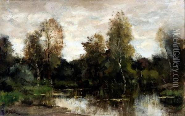 Bomen Aan Het Water In Frans Landschap Oil Painting - Theophile Emile Achille De Bock