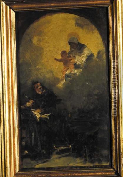 Apparizione Della Vergine Oil Painting - Lorenzo Delleani