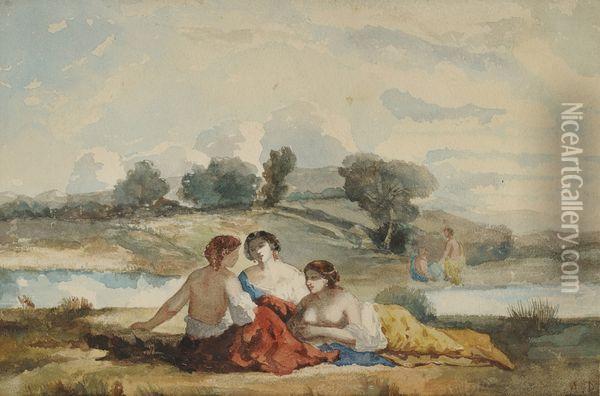 Nymphes Pres D'une Mare Oil Painting - Narcisse-Virgile D Az De La Pena