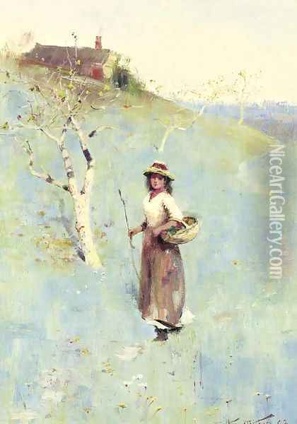 Farmer's Girl Oil Painting - Walter Withers