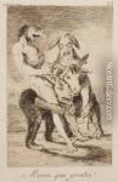 Miran Que Grabes! Oil Painting - Francisco De Goya y Lucientes